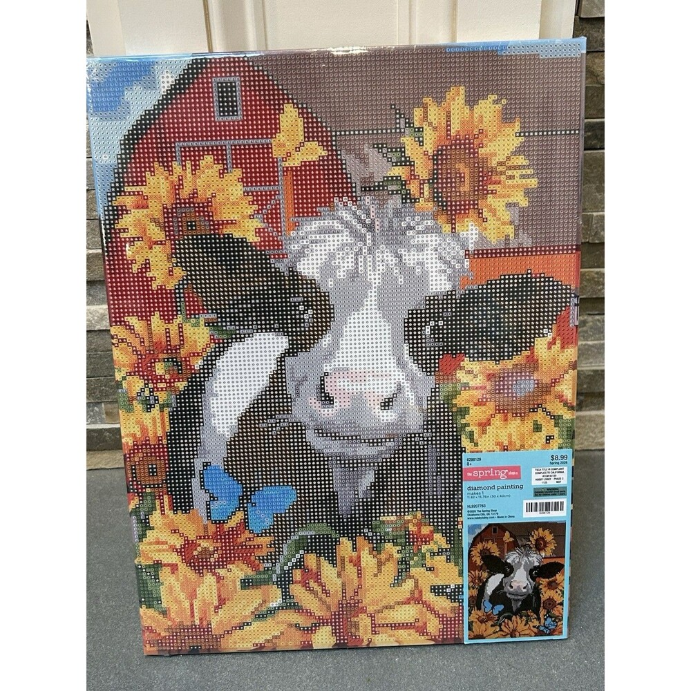 Hobby Lobby The Spring Shop Cow & Sunflowers Diamond Painting Kit 11.82 x 15.75”